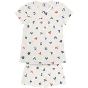 Petit Bateau - Pyjama Short - Wit - Kinderdruk met Harten