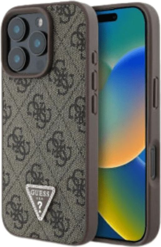 GUESS - iPhone 16 Pro Max - Phone Cover - Bruin - Ecologisch Leer