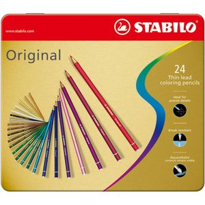 STABILO Original Kleurpotlood - Voor haarfijne lijnen - Metalen etui - 24 kleuren