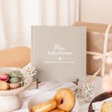 Fyllbooks - Babyshower Invulboek - Gastenboek Babyshower - Linnen Cover - Taupe - Geschikt voor: 20 Gasten