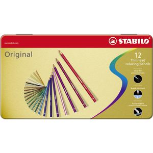 STABILO Original Kleurpotlood - Voor haarfijne lijnen - Metalen etui - 12 kleuren