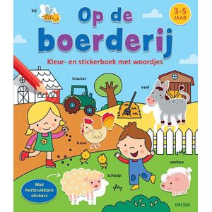 Kleur-en stickerboek met woordjes - Op de boerderij (3-5 j.)