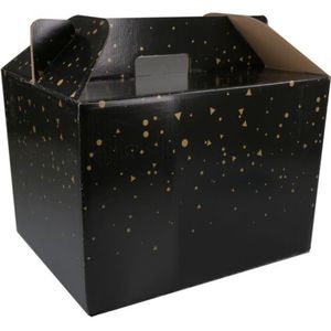 Maaltijdbezorgbox | Sparkling stars | golfkarton | 370x275x250mm | zwart/goud | 15 stuks