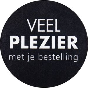 Klika - Etiket | Cadeauetiket | papier | Veel plezier met je bestelling | ∅35mm | zwart/wit | rol à 500 stuks