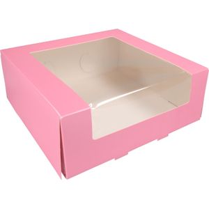 Zijvensterdoos taart | karton + PET | 26x26x10cm | oudroze | 125 stuks