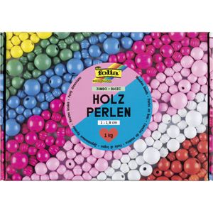 Houten kralen folia 1000 gram assorti