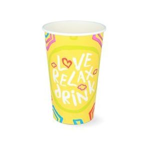 Milkshakebeker middel 400/460 ml 16oz geel karton