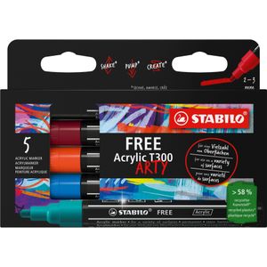 Acrylmarker stabilo free acrylic t300 urban ass | 5 stuks