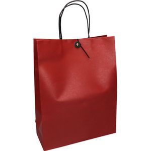 Tas | Papier | gedraaid papieren koord | japanse sluiting | 25.5x 10x33cm | draagtas | rood | zak à 10 stuks