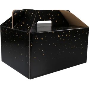 Maaltijdbezorgbox | Sparkling stars | golfkarton | 330x260x170mm | zwart/goud | 15 stuks