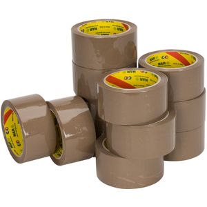 Pp solvent tape (nar) 28 micron 50 mm x 66 meter bruin | 6 stuks