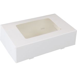Gebaksdoos | karton + PET | 19x12.5x5cm | met venster | wit | 250 stuks