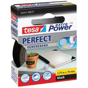 Tesa - Plakband textiel 19mmx2.75m zwart | 1 stuk | 10 stuks