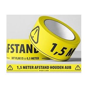 Tape geel 1,5 meter afstand houden aub