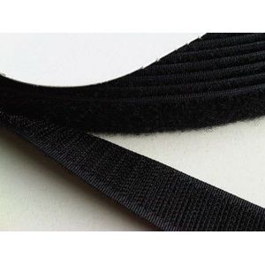 Klitteband 50mm zwart -back to back- 25m