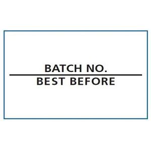 Etiket 2616 wit per BATCH NO BEST BEFORE