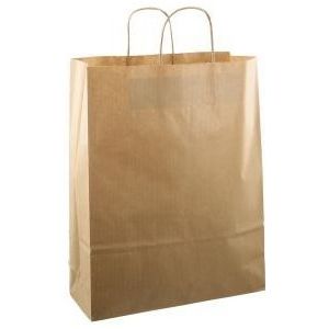 Papieren koordtas 32x12x41cm 50 stuks bruin kraft