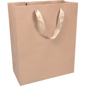 Tas | Papier | katoenen handgreep | 26x 13x32cm | draagtas | naturel | zak à 10 stuks