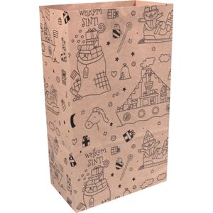 Zak | Blokbodemzak | Papier | 18/ 10x31cm | Feestelijk | bruin | 50 stuks