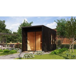 Houten saunahuisje Miramar Karibu 220x429x244cm met voorruimte