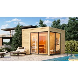 Houten saunahuisje Terning 3 set A Karibu 308x308x242cm met voorruimte