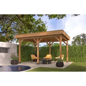 Oslo L Type 1 - Terrasoverkapping - Lariks Douglas - Plat Dak - 478 x 380 x 272 cm