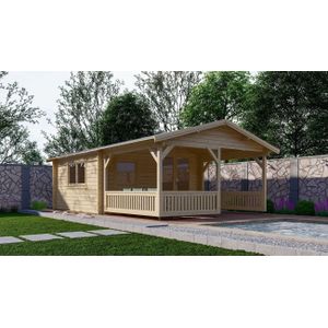Interflex - Blokhut - 5x4+3 - Hout - Inclusief Veranda