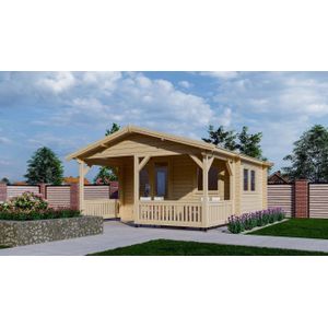 Interflex - Blokhut 4x3+3Z - Blokhut - Hout - Veranda 300 cm diep