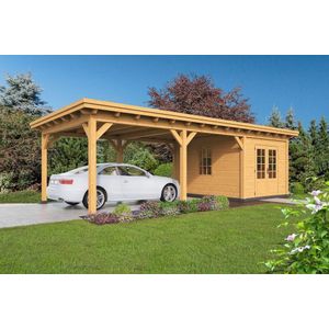 Overkapping Plat Dak Odense XL Type 7 Red Class Wood 793 x 378 x 266,3 cm - Blanke wanden