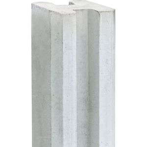 Sleuf Betonpaal Spui voor 8 smalle motiefplaten 11.5x11.5x272cm Tussenpaal Wit Grijs