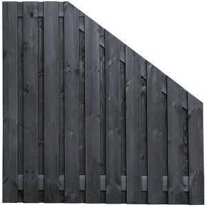 Tuinscherm Stuttgart Zwart gespoten 21 planks 180 cm breed 90-180 cm hoog