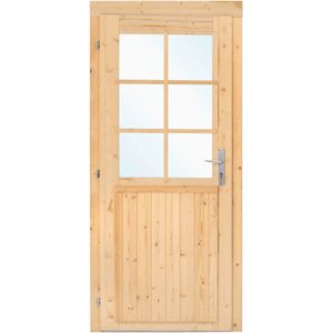 Enkele deur vuren met raam 83x190cm voor wanddikte 28 t/m 45 mm enkel glas linksdraaiend