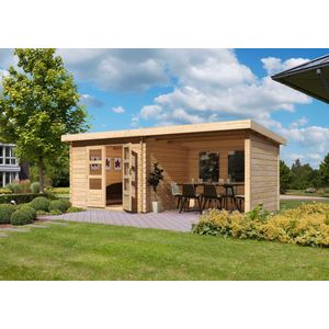 Blokhut Bastrup 4 met overkapping 437x297x222cm Wanddikte 28mm