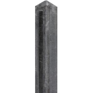 Beton keerwand hoekpaal antraciet voor 2 glad of motief plaat (met diamantkop) 10x10x140cm