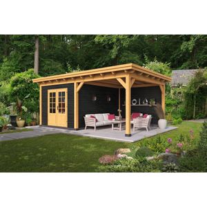Overkapping Plat Dak Odense XL Type 3 Red Class Wood 550 x 378 x 266,3 cm - Zwarte Wanden