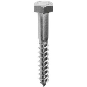 Wovar Houtdraadbout RVS M10 x 70 mm - Per doos 100 stuks