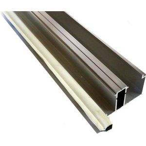 Zijdrager Aluminium met rubbers 3 meter, met stopper