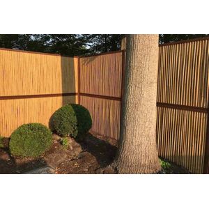 Bamboe Tuinscherm met Cortenstaal Frame 249x90cm