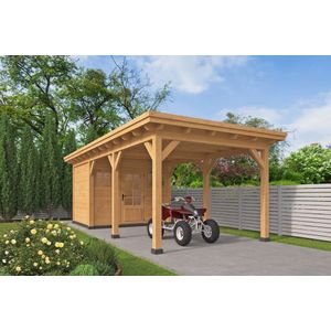 Overkapping Plat Dak Odense XL Type 8 Red Class Wood 793 x 378 x 266,3 cm - Blanke wanden