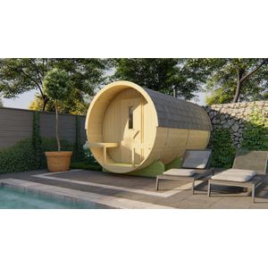 Tonsauna vurenhout 350x215cm saunabarrel Tuindeco