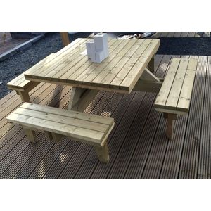 Picknicktafel Geïmpregneerd hout Vierkant 230x230x70cm voor 8 personen