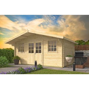 Blokhut Lourdes 500x320x263cm + Luifel 90 cm Wanddikte 44 mm