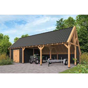 Kapschuur Billund XL Type 7 Red Class Wood 893x460cm - Zwarte wanden