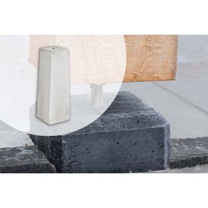Betonpoer Wit Grijs afgeschuind 15x17x50cm incl. Verzinkt hoogteverstelling