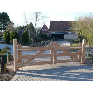 Poort Hek Lariks Douglas 110x350cm 4 planks - Verzinkt beslag
