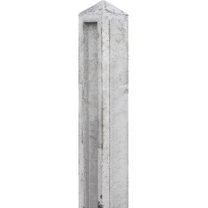 Beton keerwand eindpaal wit/grijs voor 2 glad of motief plaat (met diamantkop) 10x10x145cm