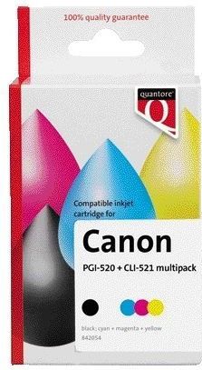 Inktcartridge Quantore alternatief tbv Canon PGI-520 CLI-521 2 zwart + 3 kleuren | 12 stuks
