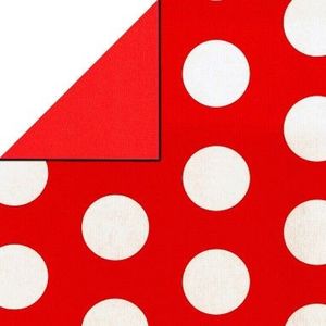 Cadeaupapier - Geschenkpapier - White circles in hotred ribbed 30 cm