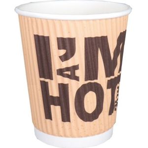 Depa® | Koffiebeker | I´M a HOT cup | Karton + PE | dubbelwandig | 250ml | 8oz | 92mm | bruin | 500 stuks