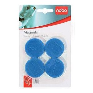 Magneet nobo 38mm blauw | Blister a 4 stuk